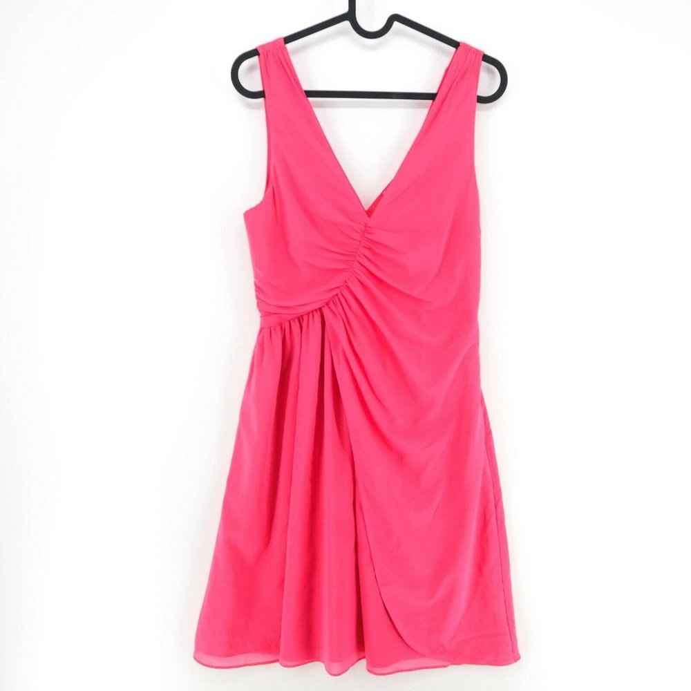 RRP €199 STEFANEL Pink Silk V Neck Dress Size IT 40 UK 8 US 6